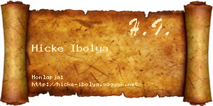 Hicke Ibolya névjegykártya